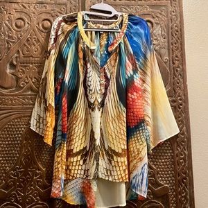 Paris IQ Multi Colored V Neck Button Blouse